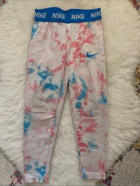 Nike Girls' Pink & Blue Tie-Dye Performance Leggings